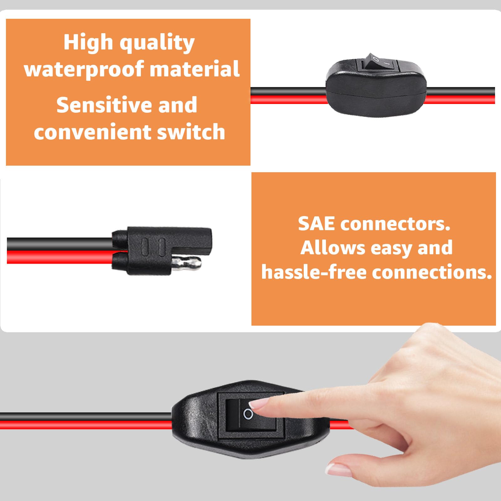 2-pin SAE connectors offer fast, secure connections.