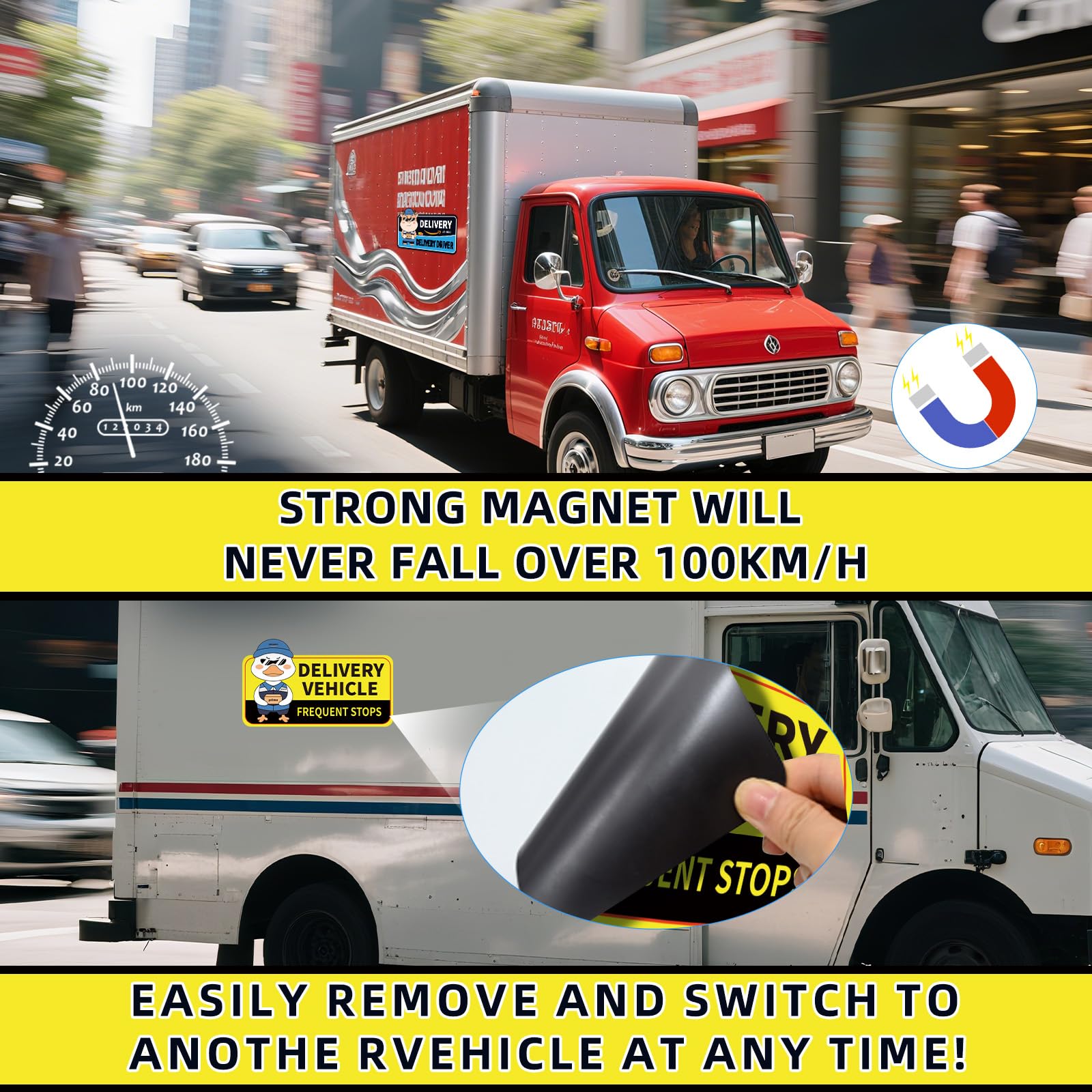 Hodolusen vehicle magnet installation yellow demonstrates easy, residue-free attachment.