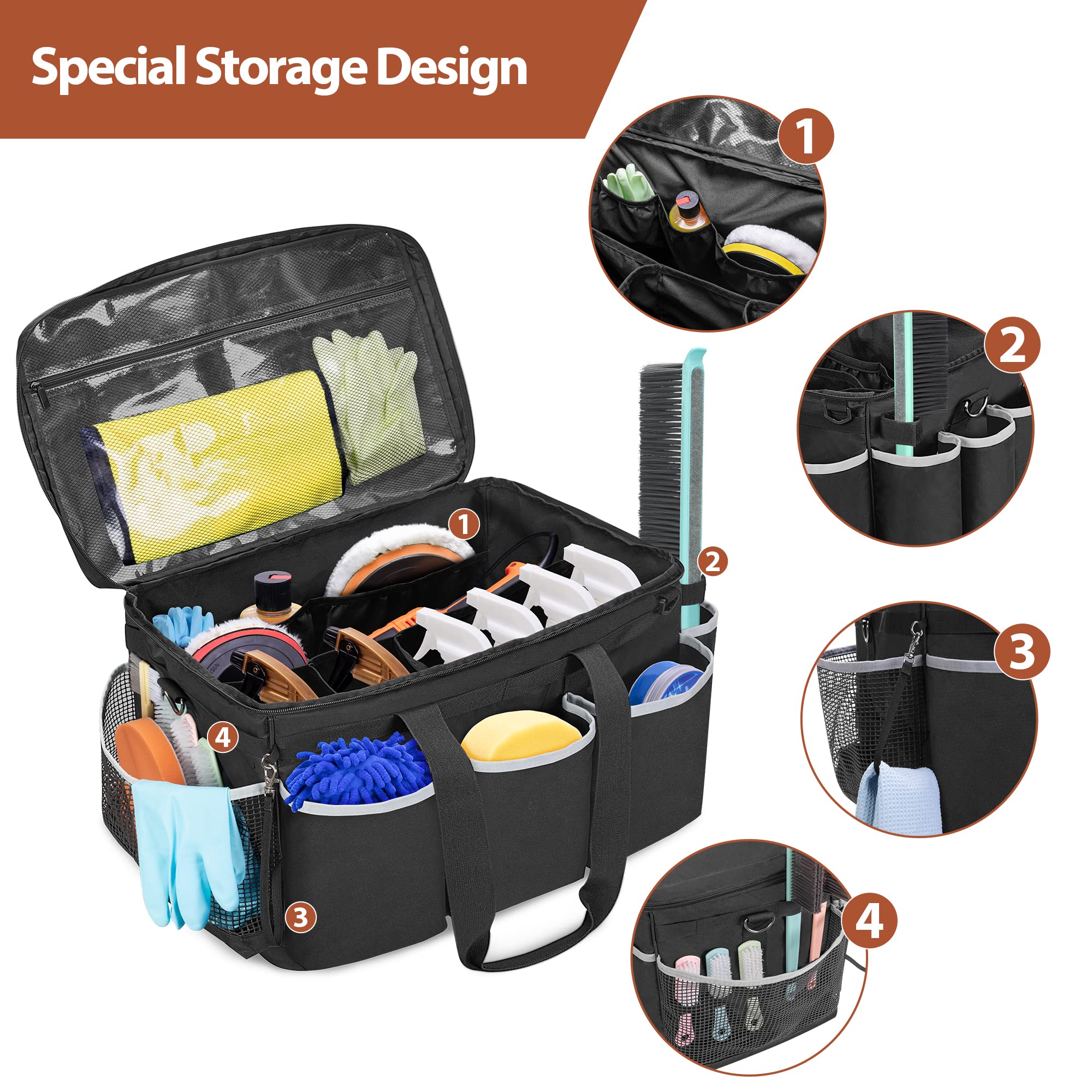 HODRANT detailing bag top/front/back pockets provide quick access to tools.