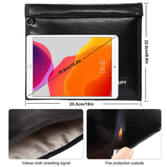 Hodufy Faraday bag showing fireproof and waterproof materials for everyday protection.