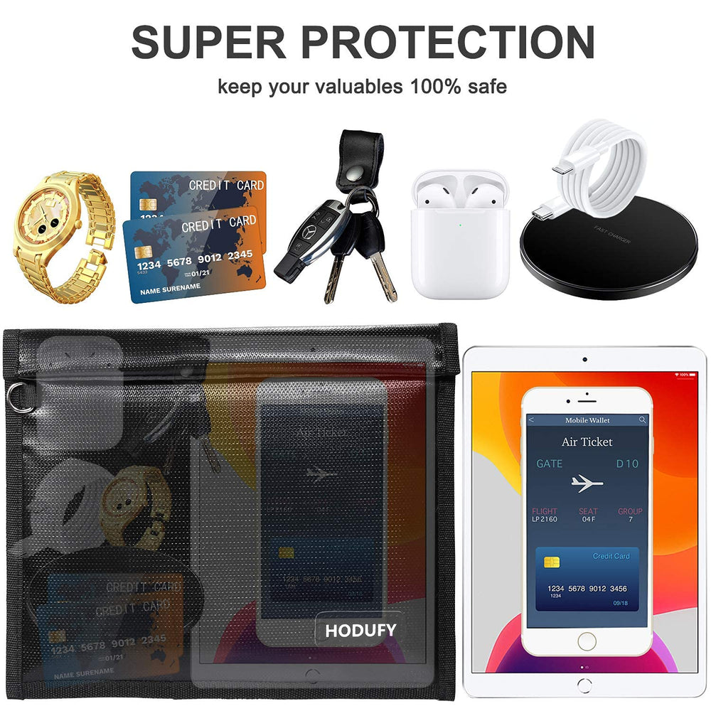 Hodufy Faraday bag holds car keys and smartphones safely during errands.