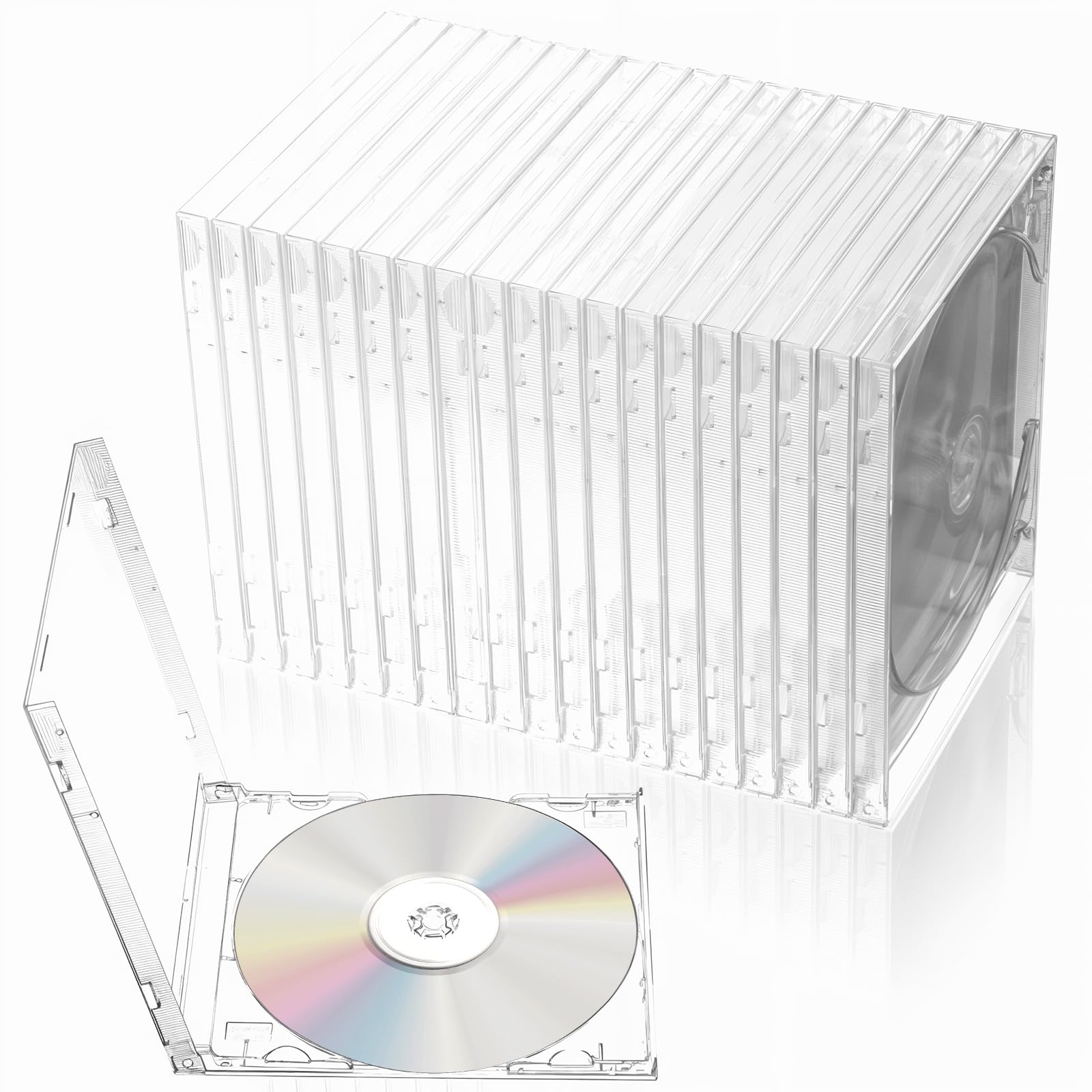 HOFURME clear CD case with preassembled tray keeps discs secure and visible.