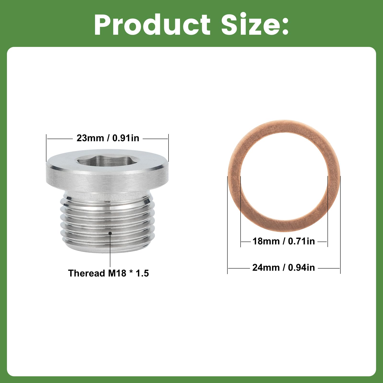 HOHNNYREET O2 sensor plug 304 stainless steel with copper O-ring boosts sealing performance.