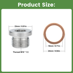 HOHNNYREET O2 sensor plug 304 stainless steel with copper O-ring boosts sealing performance.