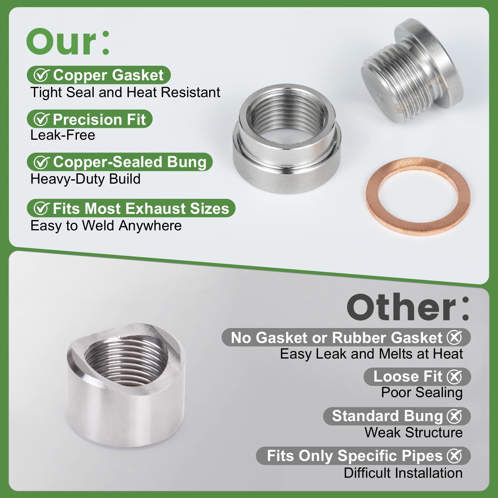 HOHNNYREET O2 sensor bung 2-pack for multi-vehicle projects.