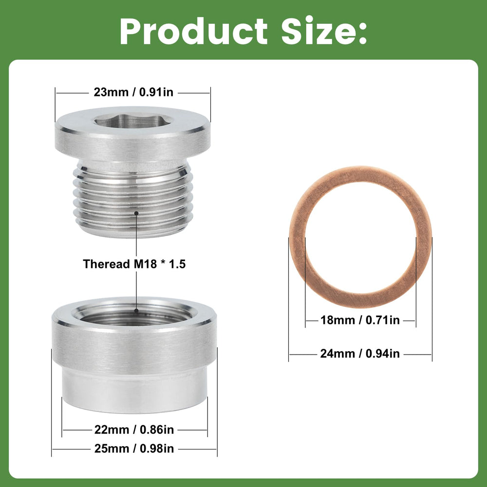 HOHNNYREET O2 sensor bung plug with copper O-ring for high-temperature sealing.
