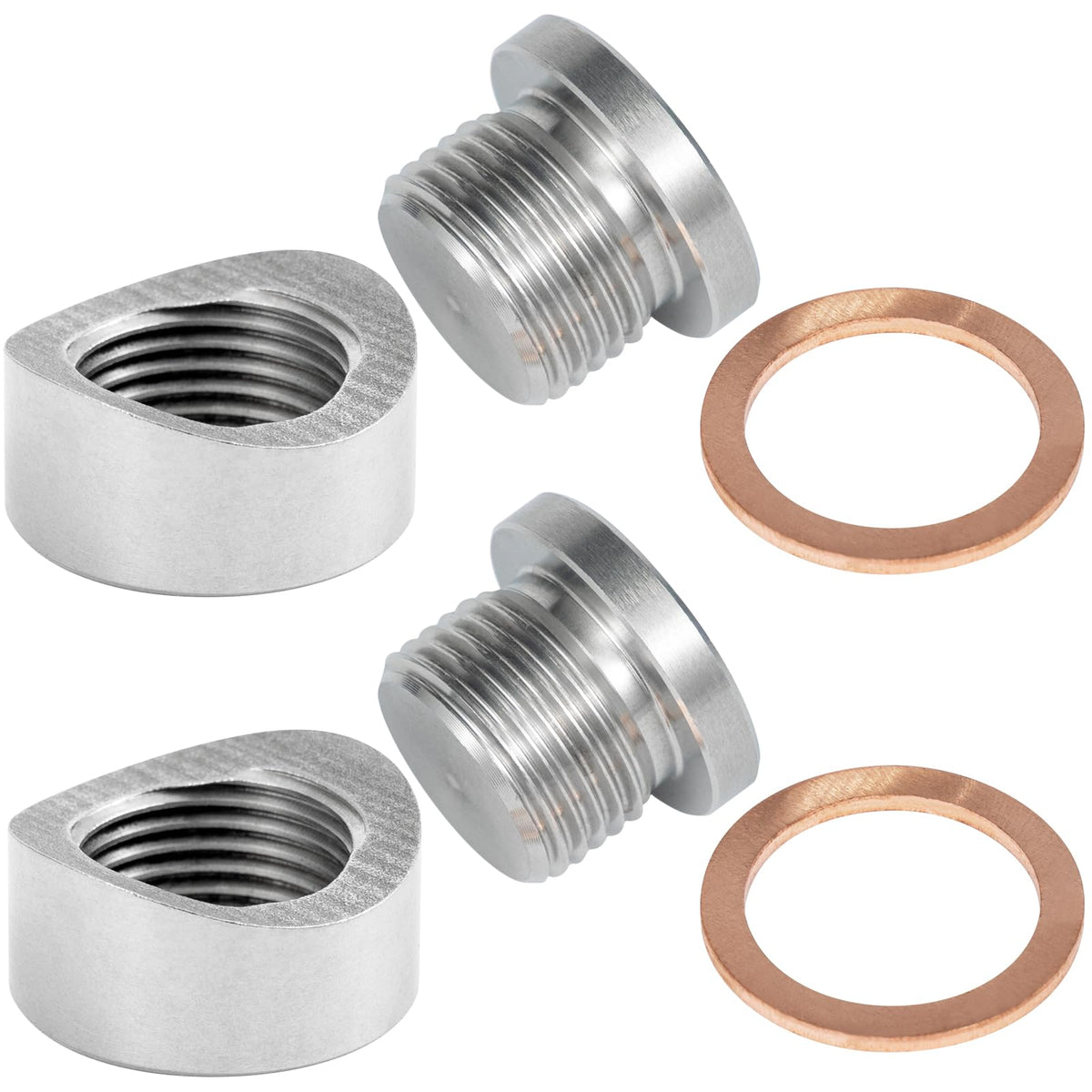 HOHNNYREET O2 sensor bung welded into 1.5–2 inch pipe with stainless finish for durable fit
