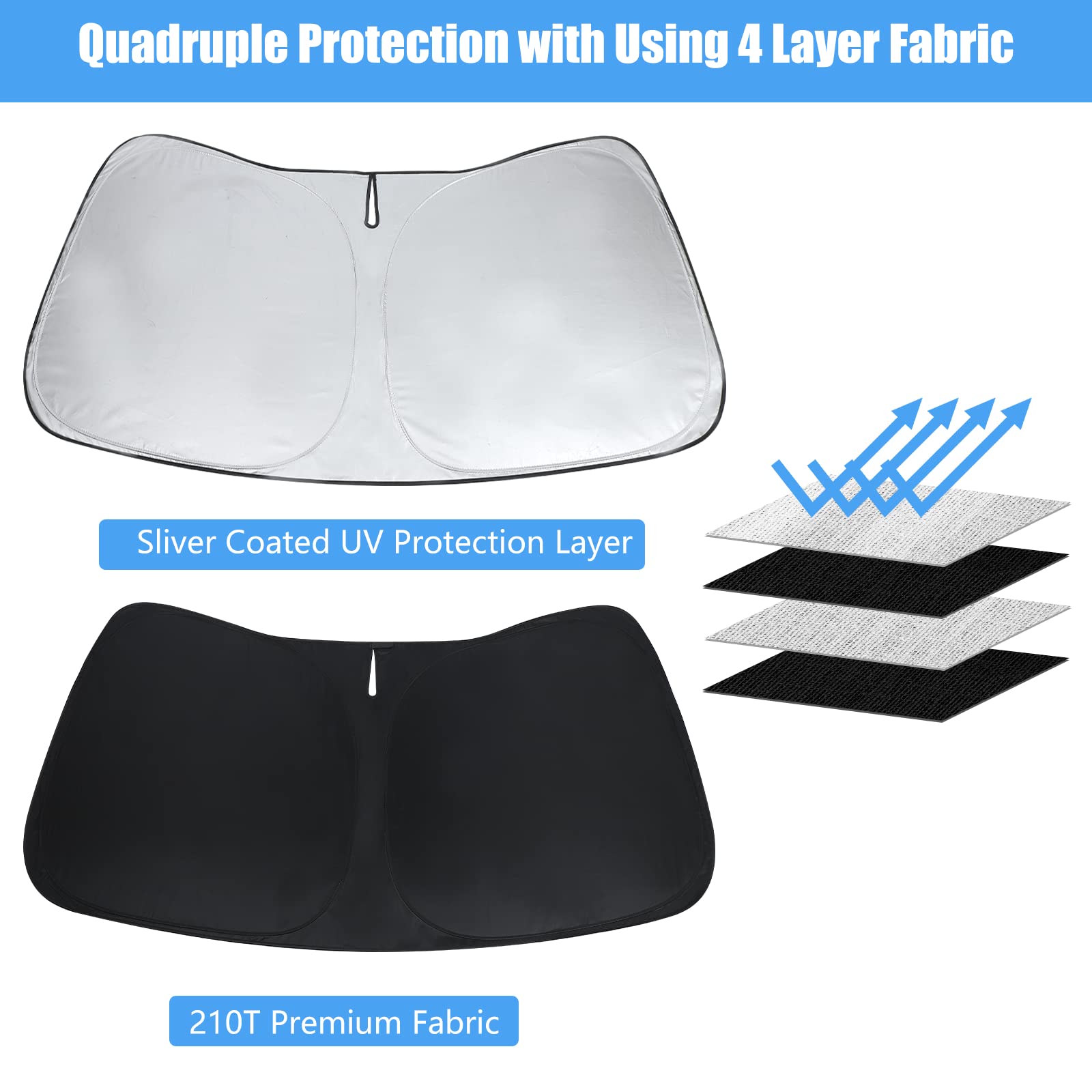 HOHUIGO sun shade with reinforced Velcro secure fit around rearview mirror