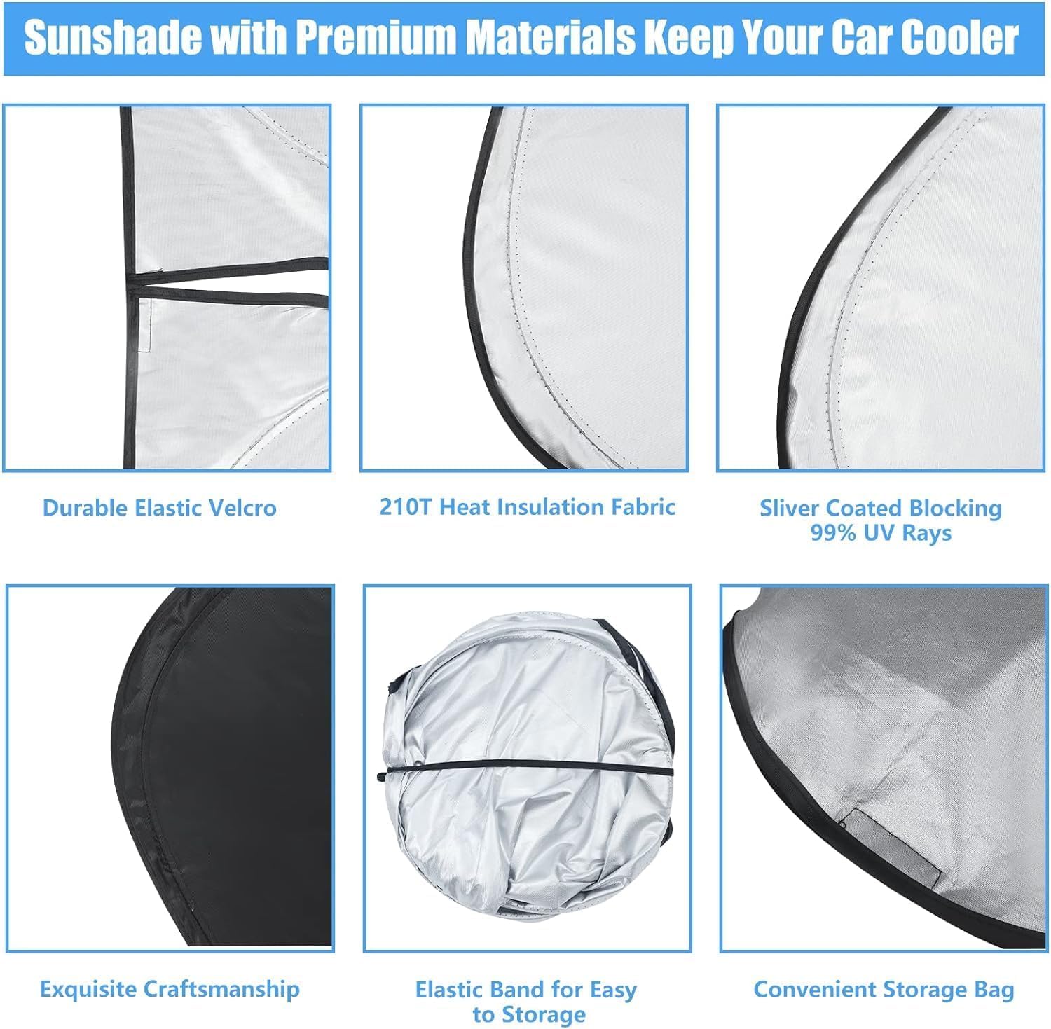 HOHUIGO 210T fabric windshield shade durability for long-lasting car protection