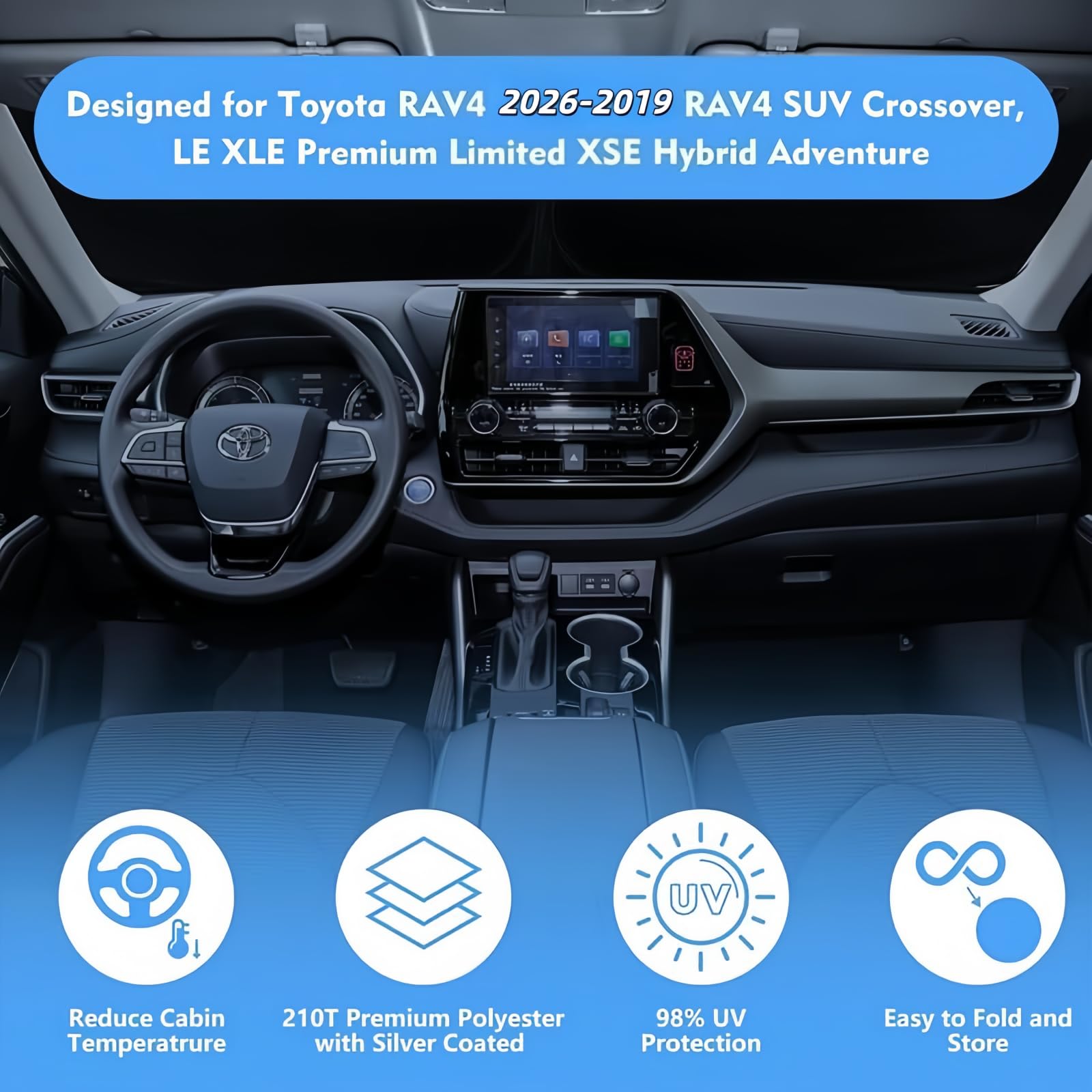 HOHUIGO UV blocking sun shade for RAV4 interiors keeps seats cooler