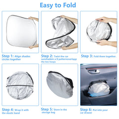 HOHUIGO windshield sun shade compact storage bag for easy storage after use