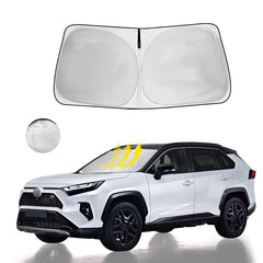 HOHUIGO windshield sun shade on Toyota RAV4 front window deployed blocks UV rays