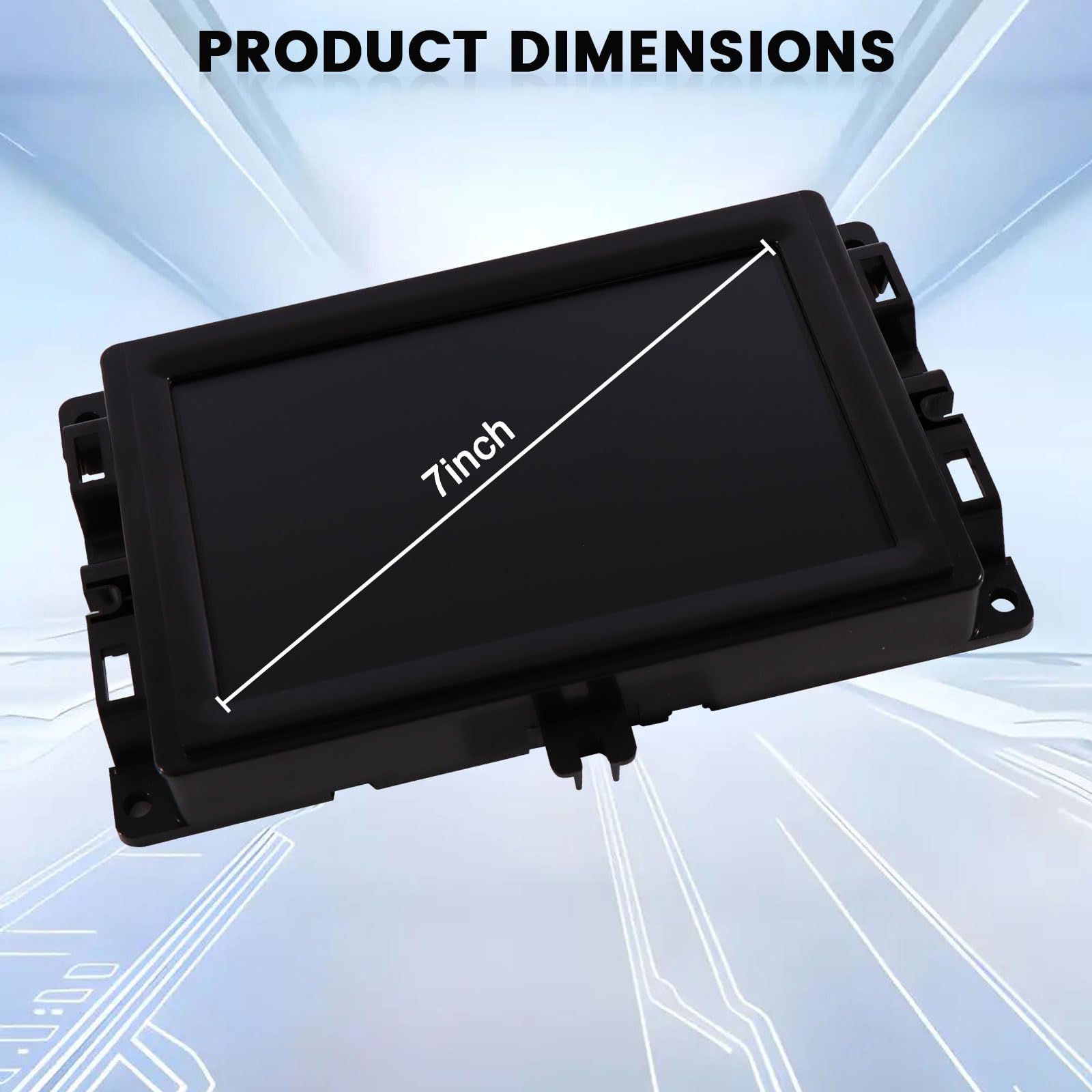 Hoiedt 7-inch Uconnect screen close-up showing laminated surface protection