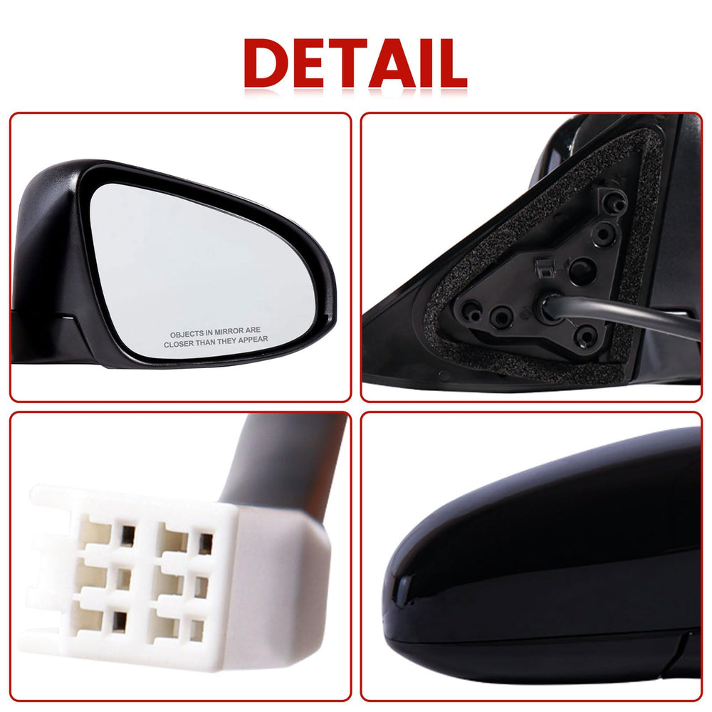 Hoiedt black-painted Camry mirror matches exterior styling and color.