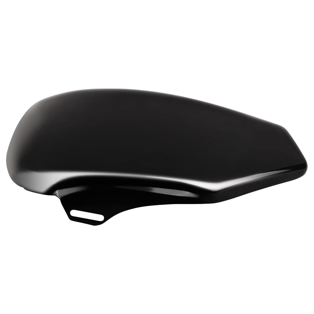 Matte black finish on Hokuotolite left cover complements bike styling