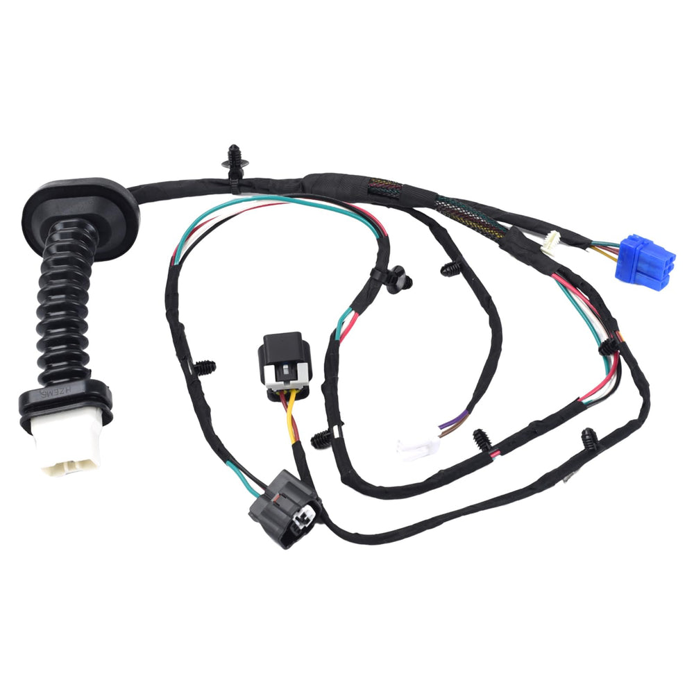 HOKZVIATMOTOELECS 645-506 rear door harness with connectors restores window, lock, and speaker function.
