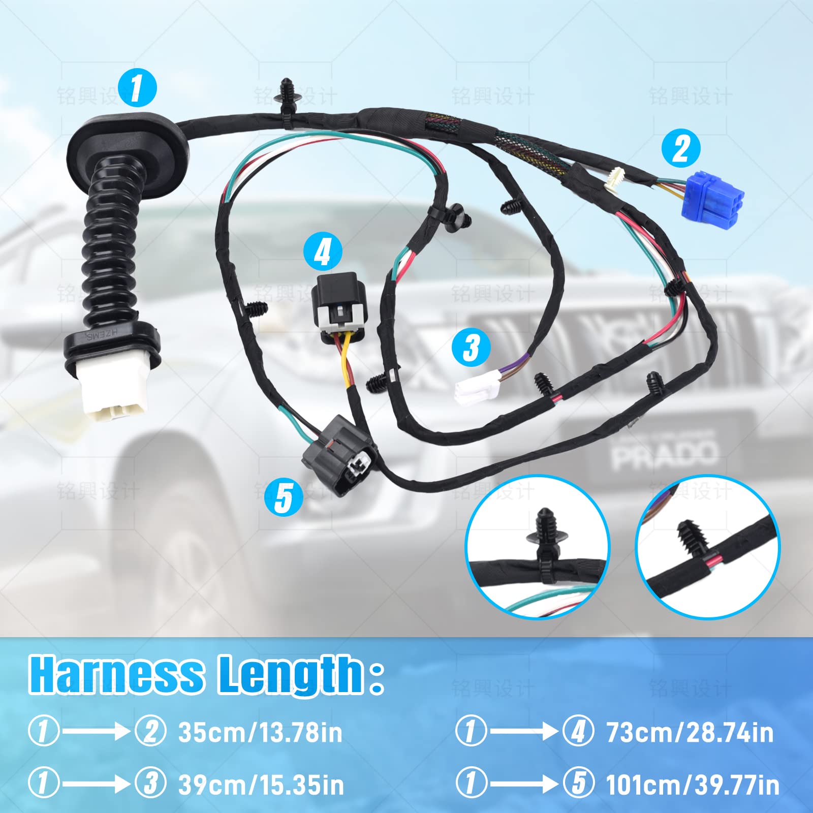 HOKZVIATMOTOELECS rear door harness connectors enable quick, plug-and-play installation.