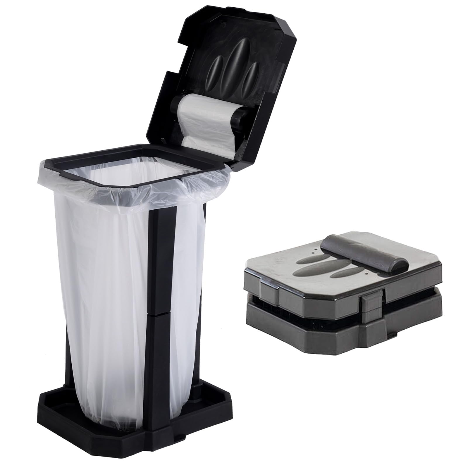 HolaKit collapsible trash bag holder with stable legs for outdoor stability