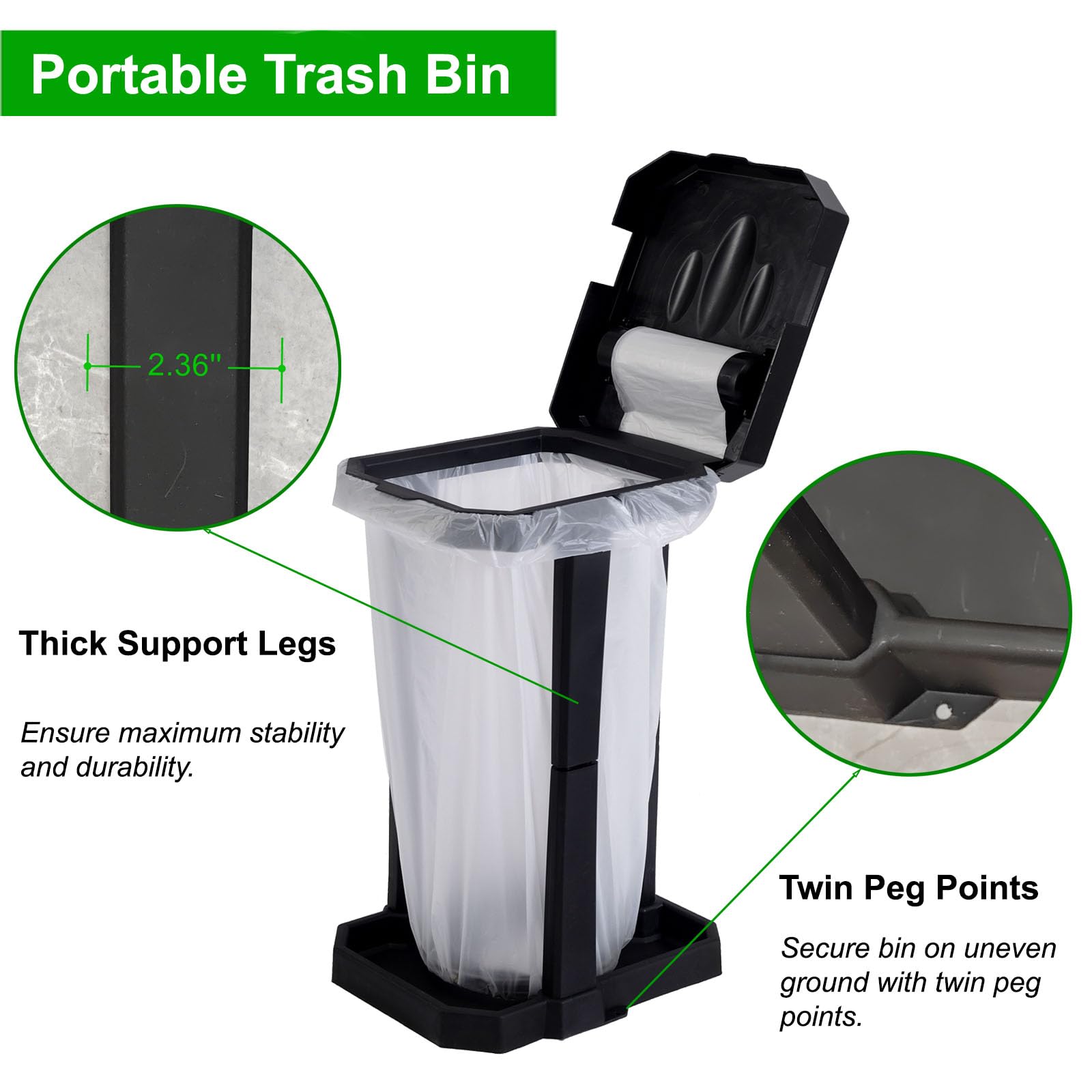 HolaKit portable trash can for RV trips and on-the-go waste disposal