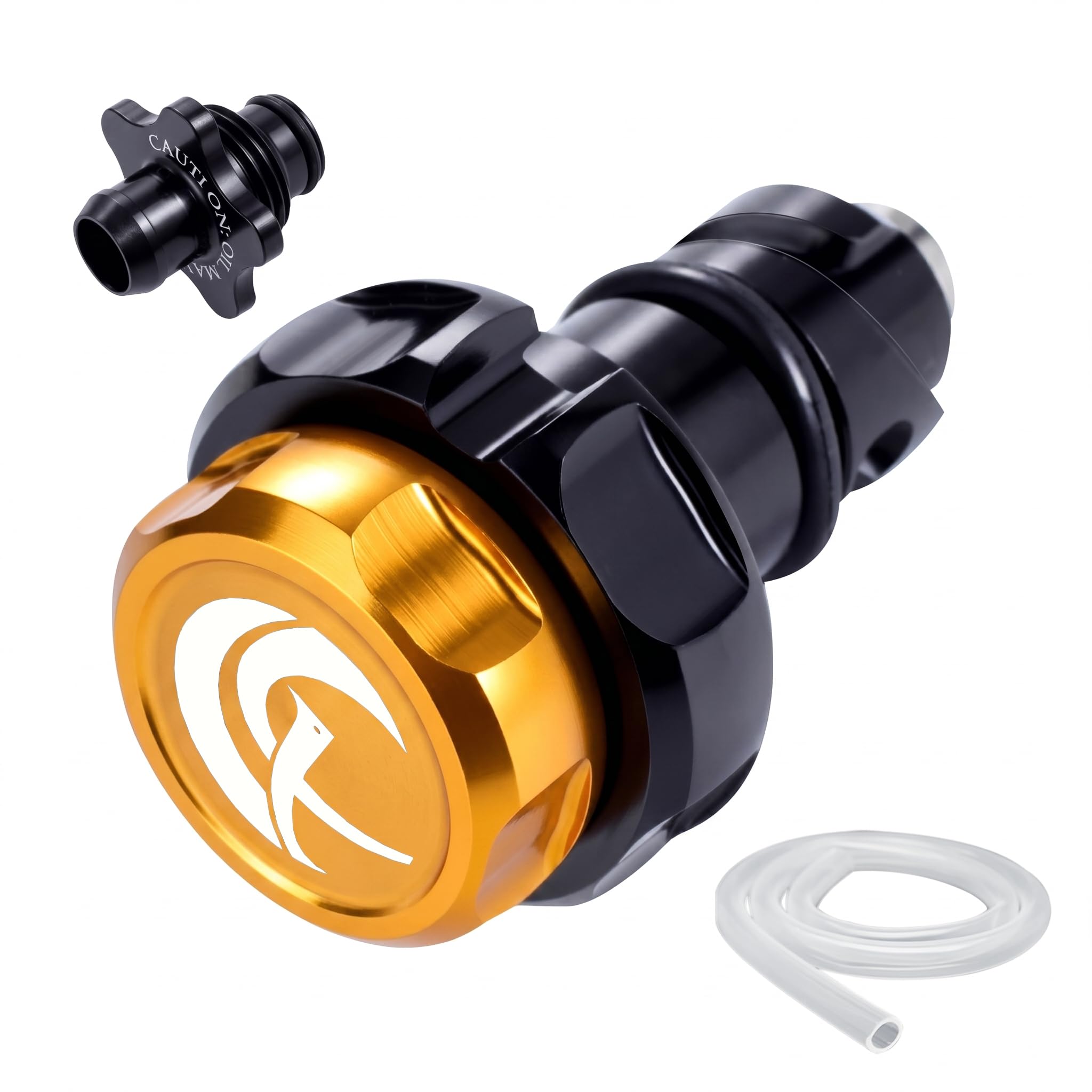 Holdly F-150 yellow plastic oil drain plug close-up with magnetic end for debris capture