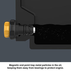 Holdly Mustang yellow plastic oil pan plug close-up for easy replacement