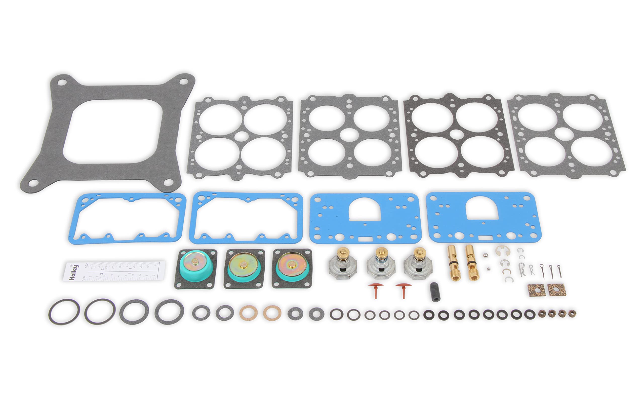Close-up of Holley Renew Kit contents showing extra tuning parts.