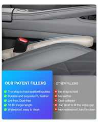 Homaupt Leather Seat Gap Filler beige in action closing gap under seat