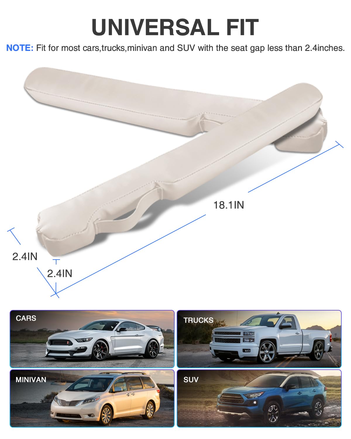 Homaupt Leather Seat Gap Filler beige in car installation demonstration