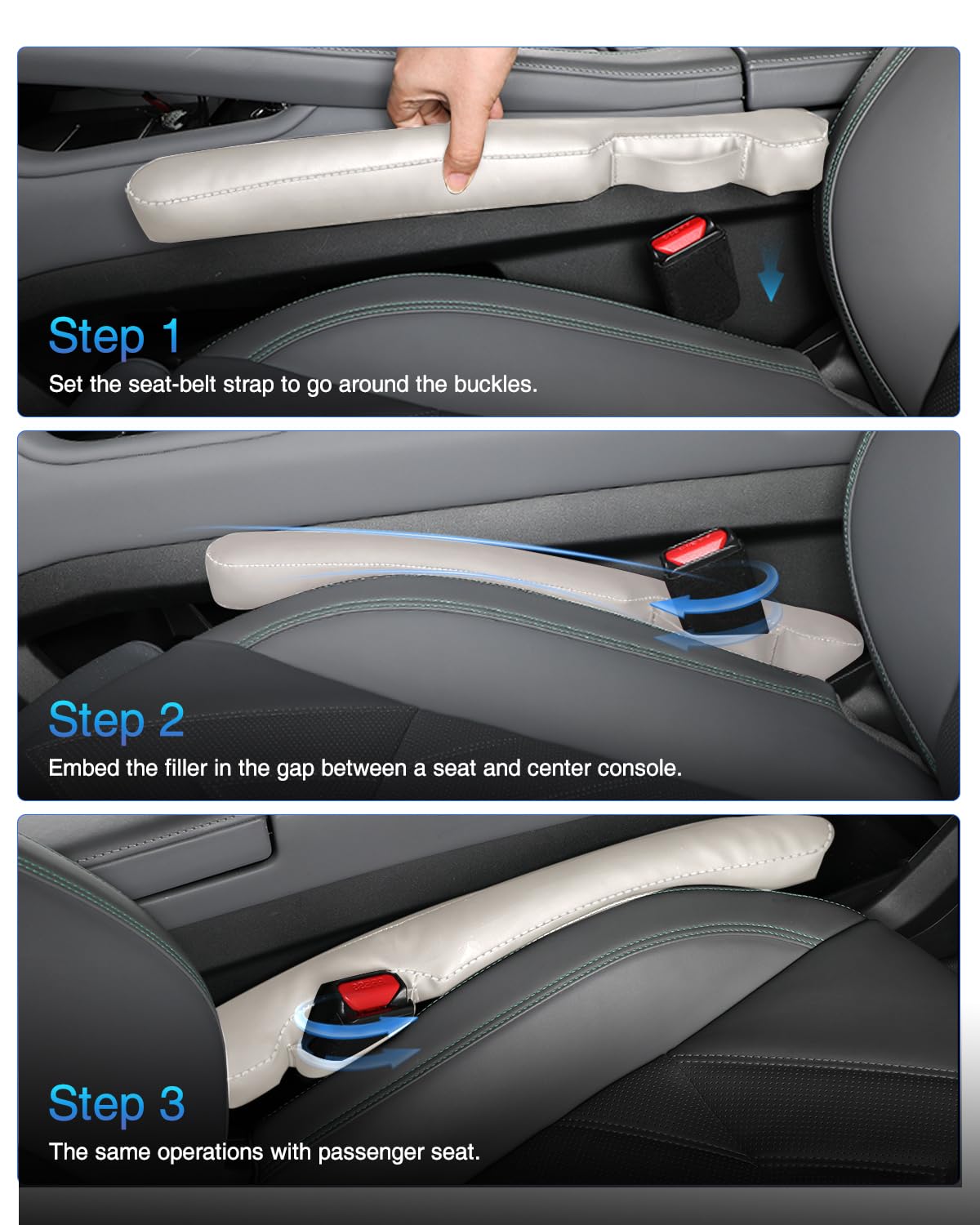 Homaupt Leather Seat Gap Filler beige material close up scratch resistant surface