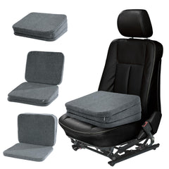 HOMBYS adjustable car booster seat demonstrates three heights for short drivers, improving visibility.