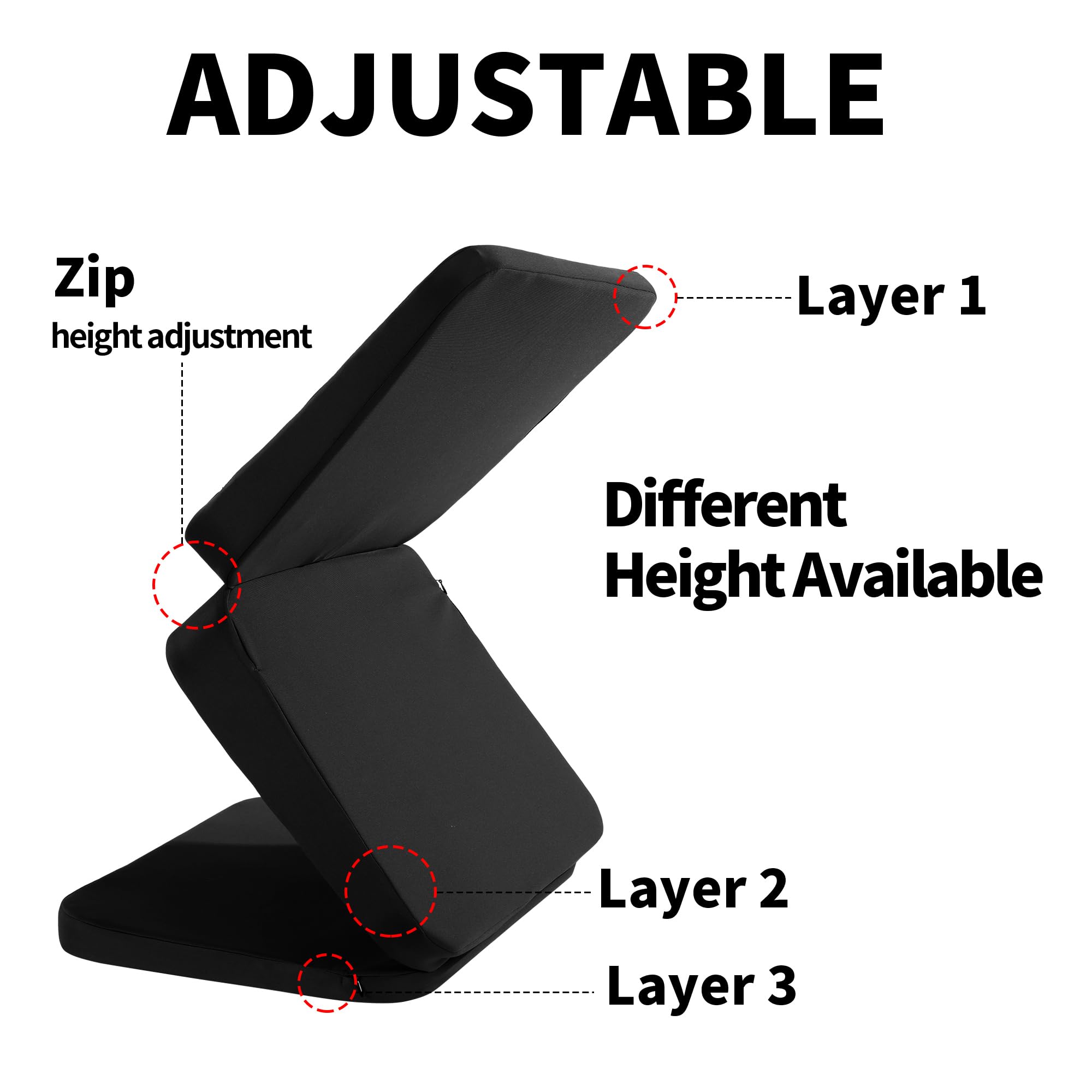 HOMBYS three height options close-up demonstrating height flexibility for drivers