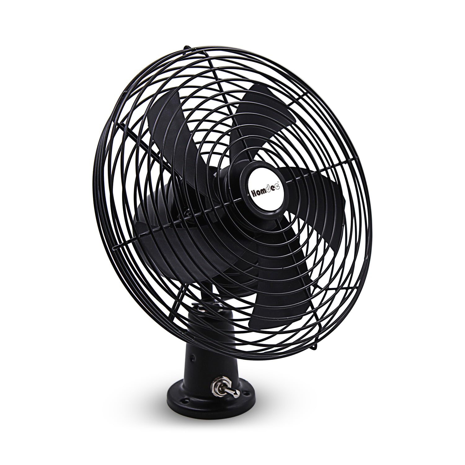 Homdec 12V RV cooling fan, 8-3/4 inch, improves cabin airflow.