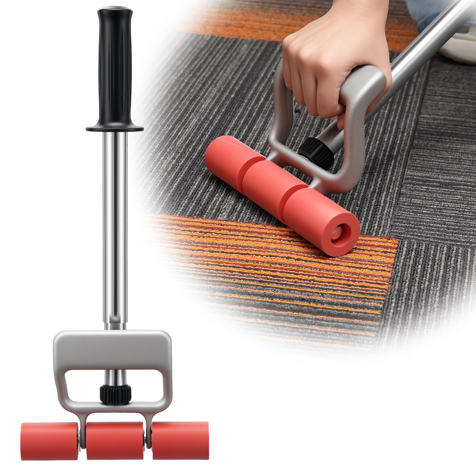 Home Right Rubber Roller with adjustable length handle for ergonomic, efficient flooring installations