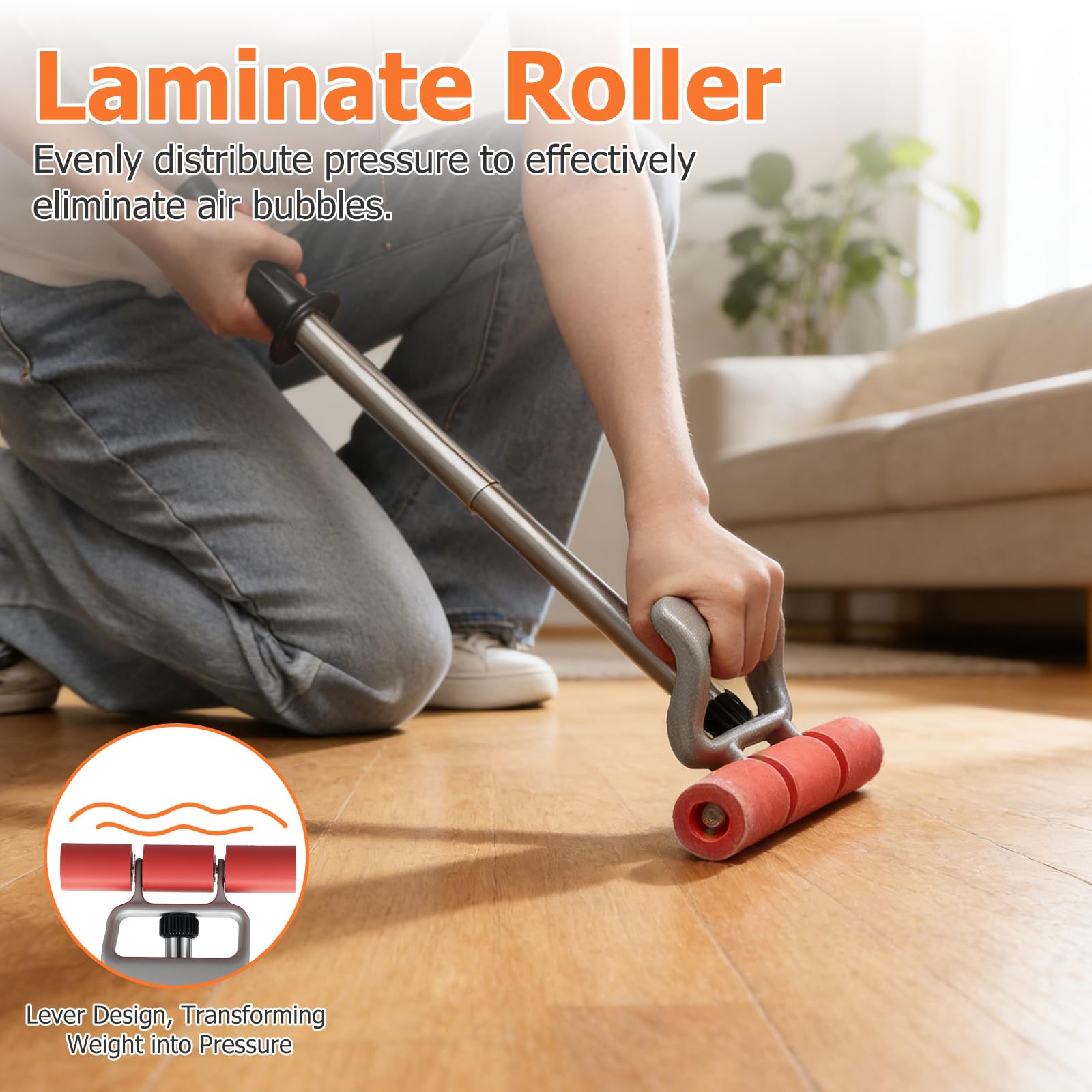 Home Right Rubber Roller is non-marking and safe for LVP and laminate floors