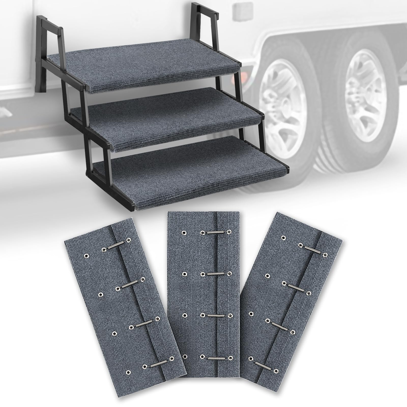 HOMEE RV Step Covers on 23-inch-wide stairs for safer entry