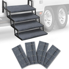 HOMEE RV step covers 4-pack secured on wide 23-inch stairs for cleaner entry