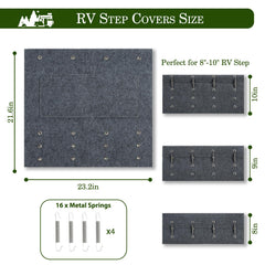 HOMEE RV step covers fit 8-11 inch treads with simple hook installation