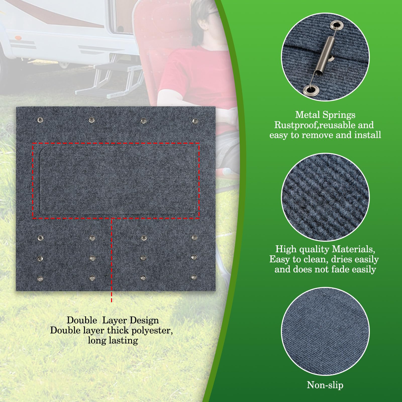 HOMEE RV Step Covers install with a simple hook system