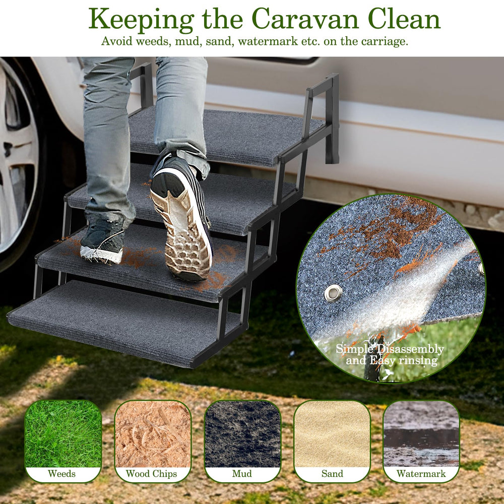 HOMEE RV step covers wrap around metal steps to prevent wear