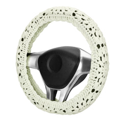 HOMEGYMFREE crochet steering wheel cover with sunflower granny square for vibrant car interior.