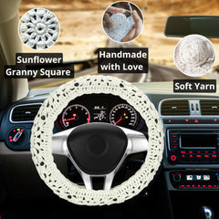 HOMEGYMFREE easy-install steering wheel cover fits 14-15 inch wheels.