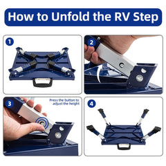 Homeon Wheels heavy-duty support up to 1000 lbs for sturdy RV entry.