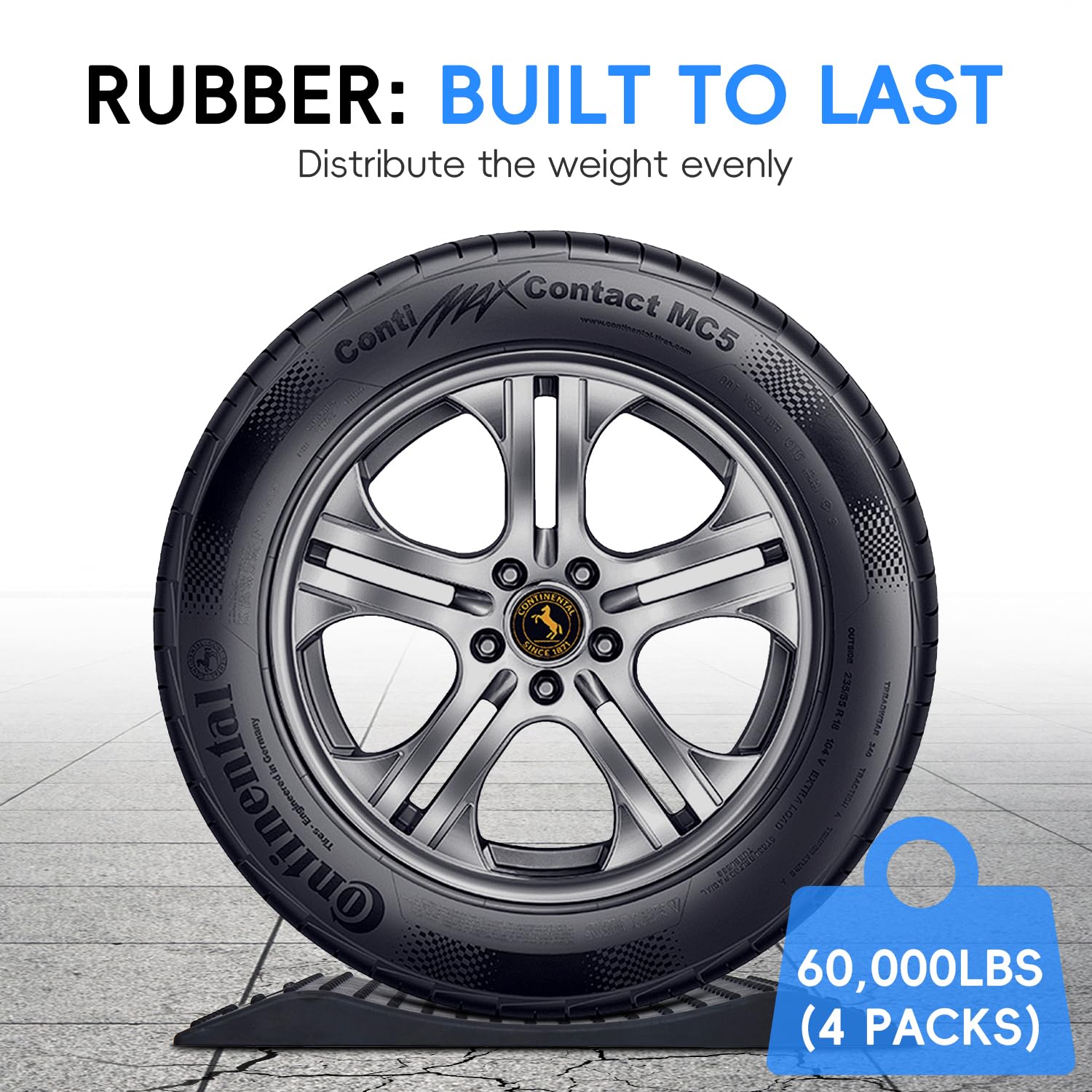 Homeon Wheels Tire Saver Ramps measure 17in by 8.7in by 2.3in for versatile tire fit.