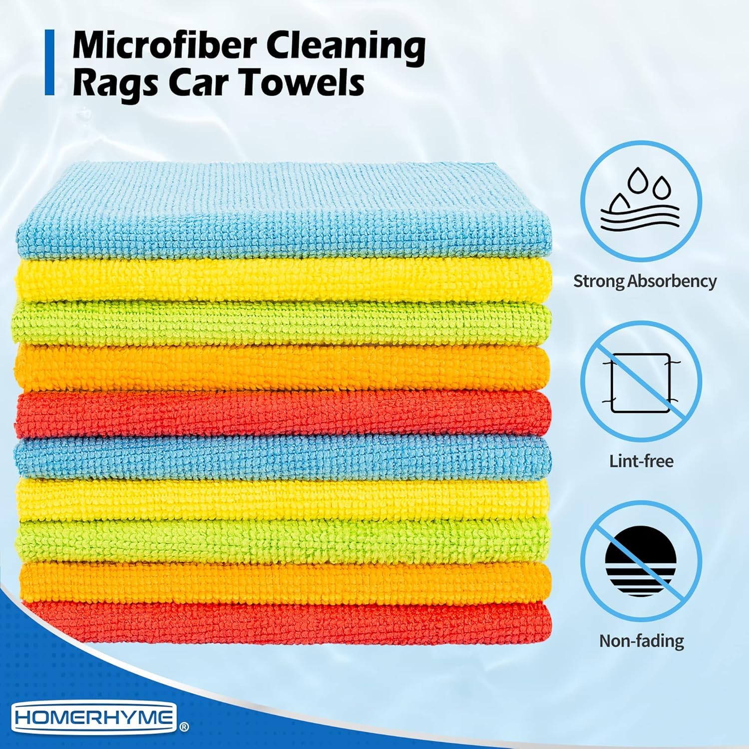 HOMERHYME ultra-soft cloth absorbs moisture without leaving fibers