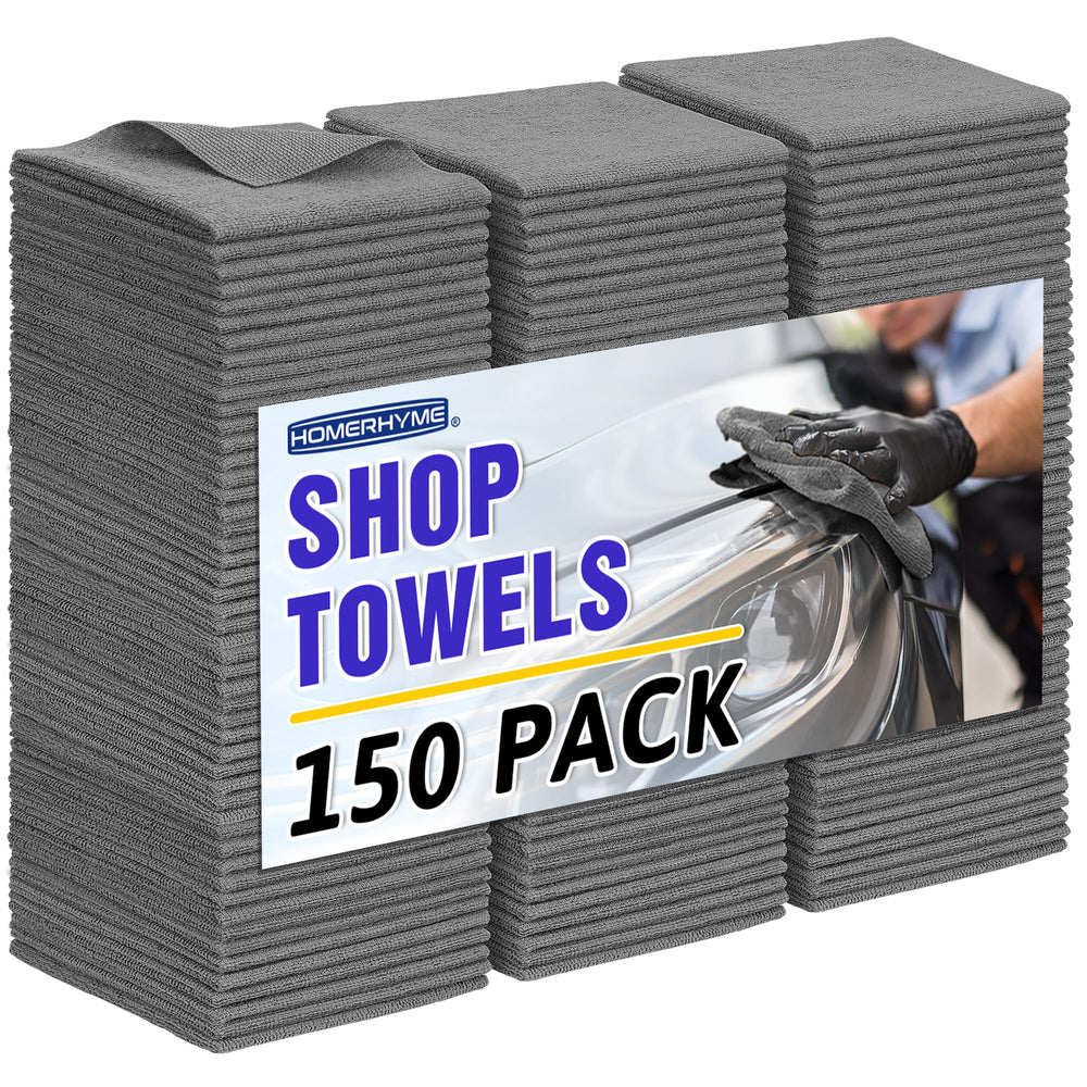 HOMERHYME microfiber cleaning cloths 150-pack grey for lint-free surfaces