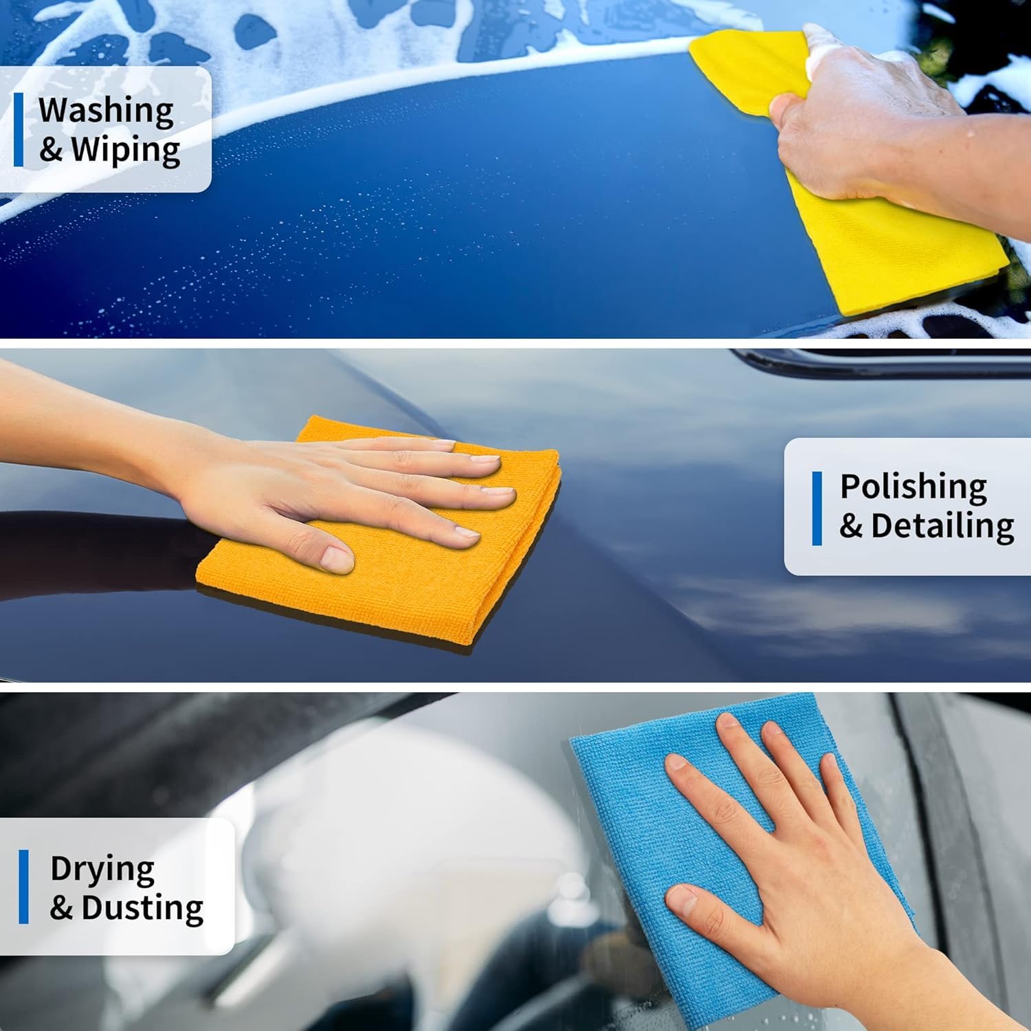 HOMERHYME multipurpose cleaning cloths for car interiors and home surfaces