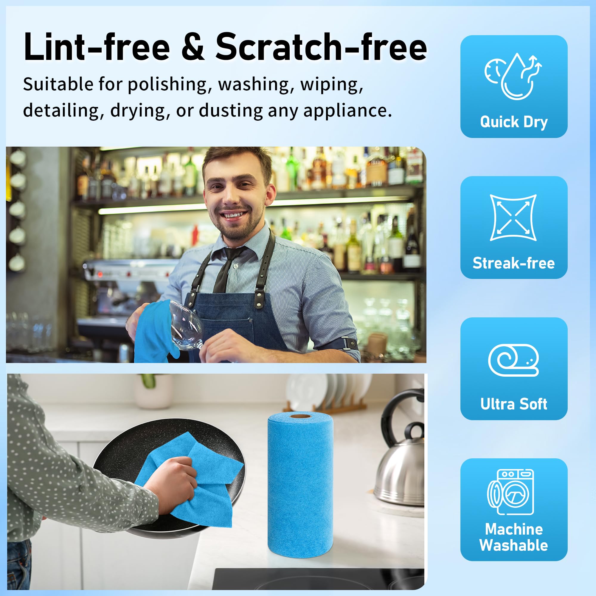 Homerhyme lint-free stain-free towels that protect fragile surfaces during cleaning.