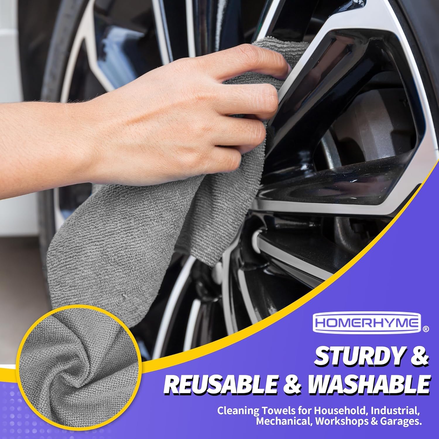 HOMERHYME paint-safe towels protect delicate finishes during dry and wet cleaning.