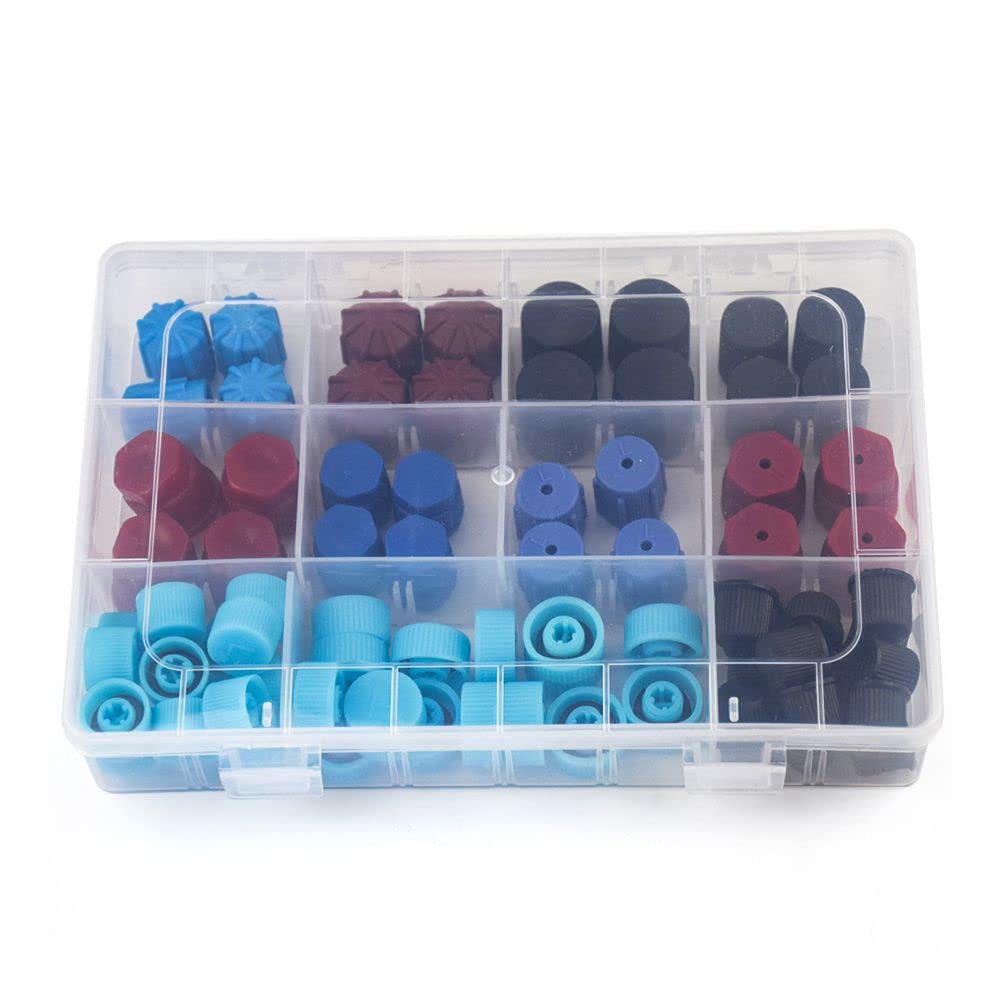 HomeSoGood 77Pcs valve core dust caps set protects the AC system.