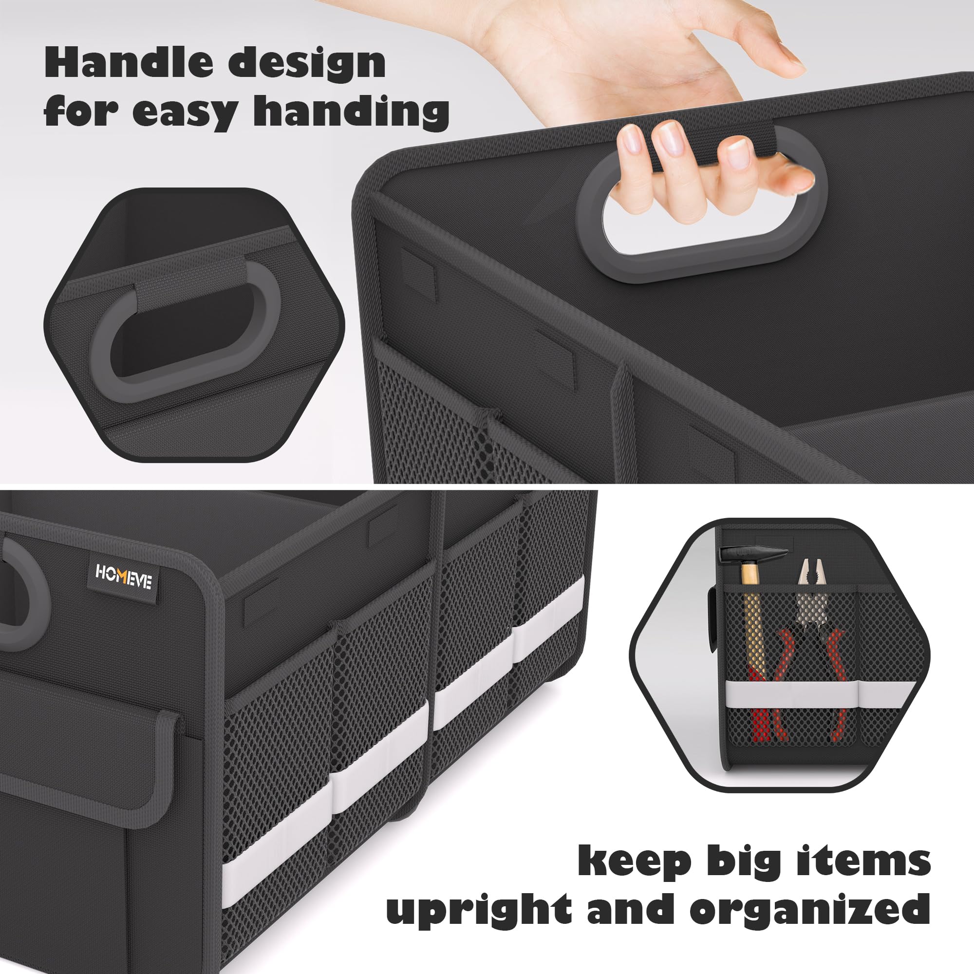 Homeve trunk organizer reinforced stitching for heavy use.